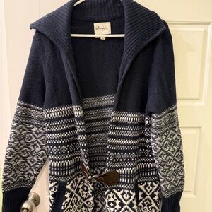 Lambswool Telluride Nordic Women's Navy and Cream Cardigan